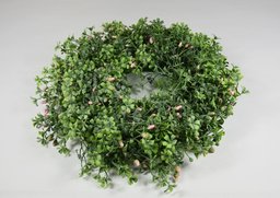 Veniec buxus ruž.púčiky 33cm