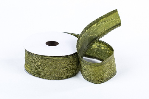 168 stuha taft olivová 4cm x 10yrd