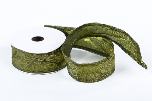168 stuha taft olivová 4cm x 10yrd