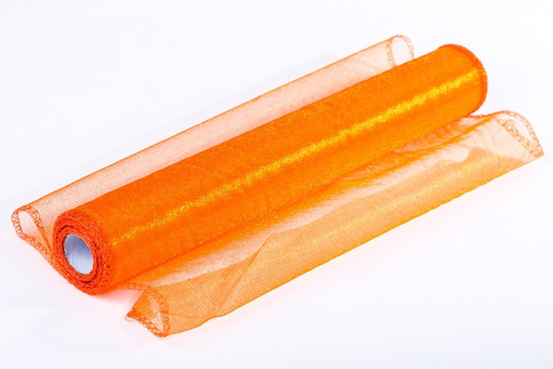 Lesklá organza oranžová 36cm x 10yrd